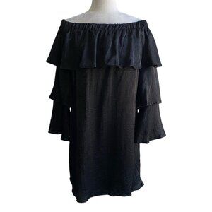 Le Lis Off Shoulder Little Black Dress Ruffle Tiered Sleeves Cocktail Women's M